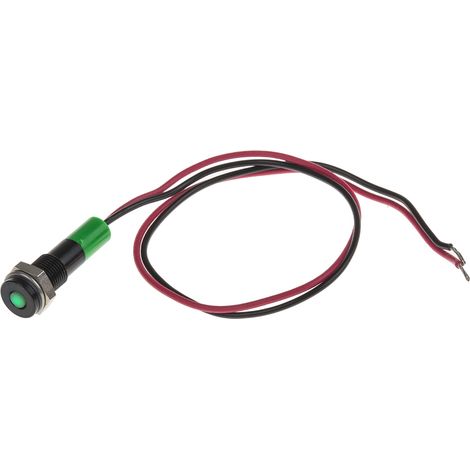 Voyant LED lumineux  Vert RS PRO, dia. 6mm, 24V c.c., taille de la lampe 3 mm, IP67 ( Prix pour 1 )