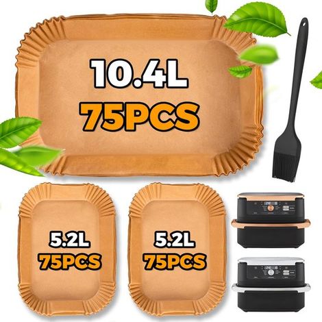225 fogli di carta da forno per Ninja Dual Foodi FlexDrawer AF500EU 10,4 l, inserti per friggitrice ad aria Duronic 10 l/AF500EUCP, accessori per Cosori 10 (1/5)