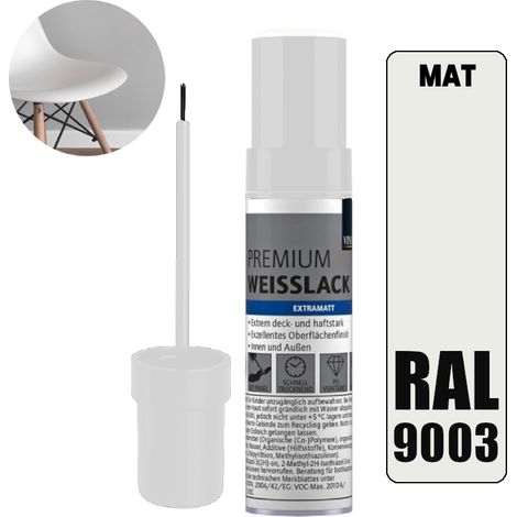 Barniz de retoque con pincel 12 ml. Retoque para muebles RAL 9003 Blanco Mate. (1/5)
