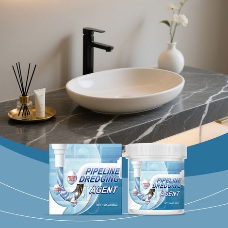 Abflussreinigungspulver für Küchen- und Badezimmerabflüsse – 100 g (gegen Haarverstopfungen, Kalkablagerungen, Gerüche und für die tägliche Reinigung) -- DE (1/5)