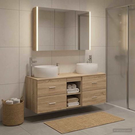 vidaXL Bathroom Furniture Set 4 pcs Sonoma Oak (1/5)