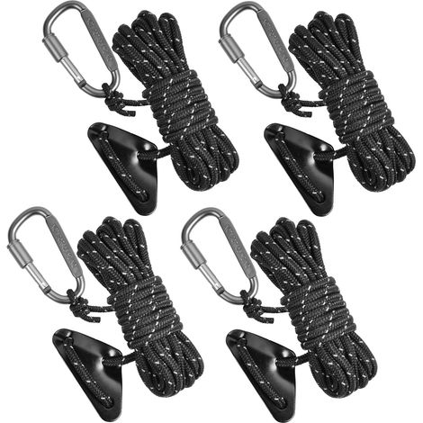 Cordes Réfléchissantes, 4 pièces Corde Tente Camping avec Tendeur de Corde et mousquetons, Corde de Tente Réfléchissant, Camping Corde en Nylon pour Le Camping Randonnée Auvent Tente (1/5)