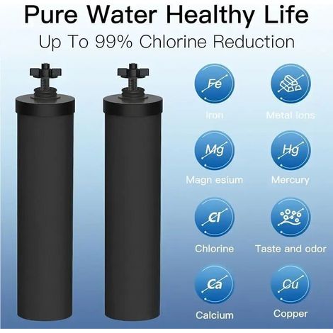 Lot de 2 filtres à charbon actif de 7 pouces, remplacement pour filtre à eau, filtre à charbon actif noir, compatible avec la plupart des filtres à gravité (5,08 cm par paquet) (1/3)
