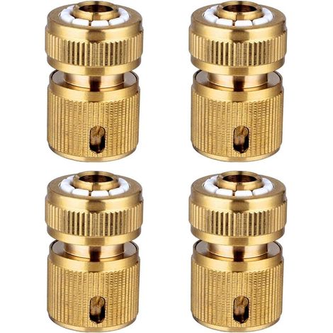 4 Pièce Raccords Rapide Tuyau d'arrosage en Laiton, Rapide Raccord Connecteurs pour Tuyau d’arrosage dans Le Jardin 1/2" Quick Connectors (1/4)