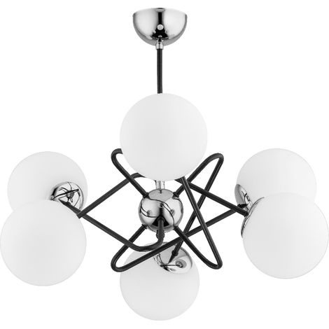 Suspension chrome boules verre 6xE14 Alfa Virginia (1/3)