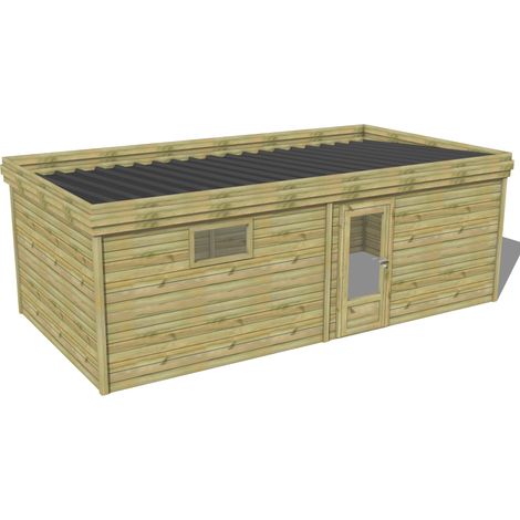 ABRI DE JARDIN bois traité 27mm, 7,3x3,4m, 25m2