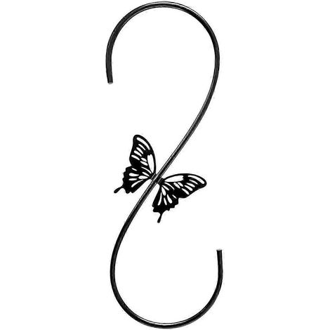 Mangeoire à oiseaux suspendue avec motif papillon, crochets en fer pour mangeoire d'extérieur, crochets en S pour panier de fleurs et carillons éoliens-Black