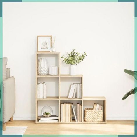 857960 étagère séparatrice de pièce 3 niveaux chêne sonoma 99x29x99 cm (1/5)
