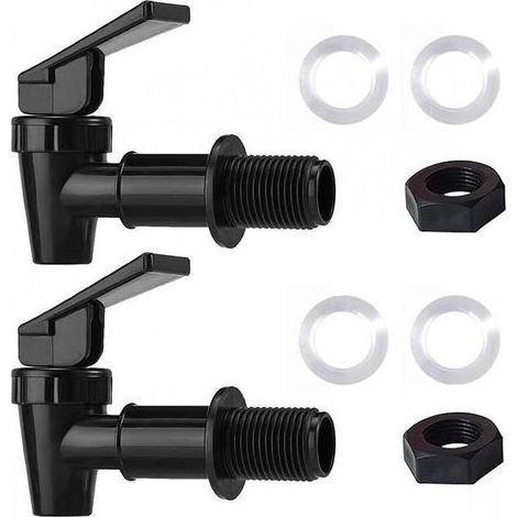(2 noirs) Robinet d'eau en plastique sans BPA, seau à eau domestique de rechange, systèmes de filtration pour refroidisseur d'eau, carafe d'eau (1/5)