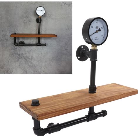 Étagère murale décorative en tuyaux de style industriel rétro en fer, inspirée du feng shui, pour plantes en pot. (1/5)