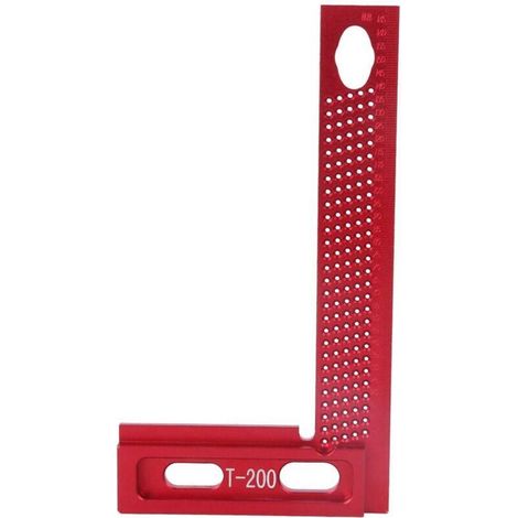 Regla y escuadra, regla de ángulo recto de 90 grados para carpintería, fabricada en aleación de aluminio perforada -Crezuo