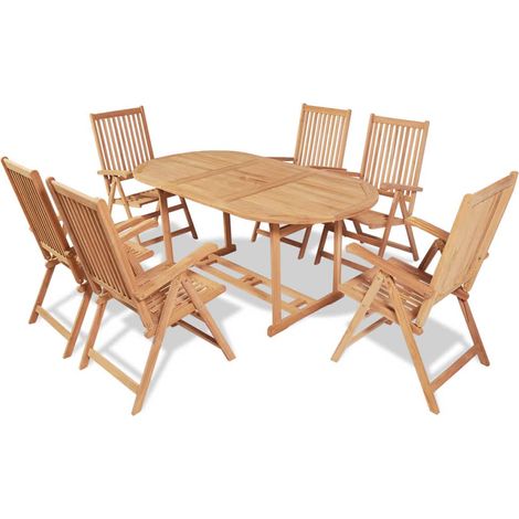 Set comedor de jardín 7 pzas con sillas plegables teca maciza vidaXL (1/5)