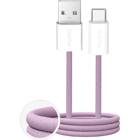 Cavo USB-A - USB-C intrecciato Fabrik 2.0 da 10 W, lunghezza 1,5 m, colore rosa - Rosa