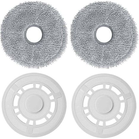 Serpillères de rechange avec support de vadrouille compatibles avec les aspirateurs robots Xiaomi X20+, Dreame L10S Pro Gen 2 / L10 Ultra / L10S Pro / L10S Ultra / L10 Prime / X20 Pro (Blanc) (1/4)