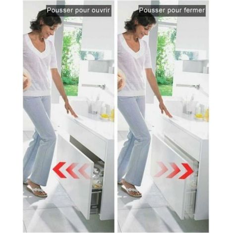 Amortisseur Porte - Push To Open Avec Ressort Intégré Et Aimant - Pour Armoires Sans Poignée - 2 Pièces (1/4)