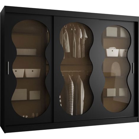 Armario Hartford 534, Negro, 200x250x62cm, Puertas de armario: Correderas, Número de estantes: 5