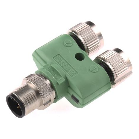 Adaptateur pour connecteur cylindrique Droit Phoenix Contact M12 Double M12 5contacts Femelle, placage Nickel ( Prix pour 1 )