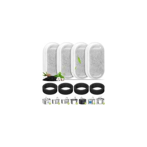 Set mit 4 Katzenwassernapffiltern, Ersatzfiltern und Vorfilterschwämmen für 3,2 l/108 oz und 67 oz/2 l Edelstahl-Wassernäpfe (1/5)