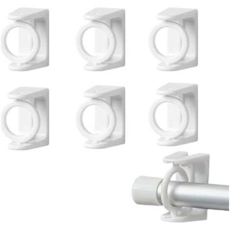 6 Pices Support Tringle Rideaux sans Percage Crochet Rideau Accroche Rideau sans Percage Barre de Rideau sans Percage Accroche Rideau Convient Toutes Les Surfaces Lisses et Planes