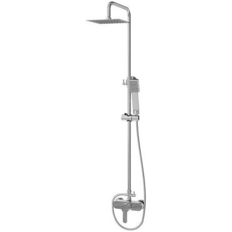 Colonne de douche Heracles avec robinet à levier unique, tube rond et pomme de douche carrée extra plate (1/4)