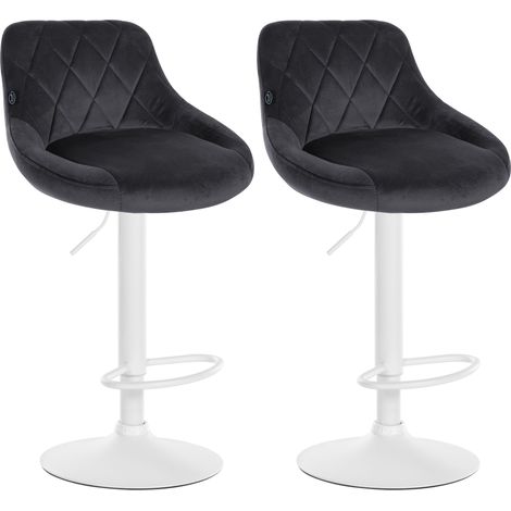Set di 2 sgabelli da bar Lazio Velvet grigio scuro bianco
