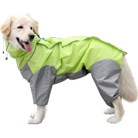 Imperméable pour animal domestique, veste imperméable Velcro réglable pour petits, moyens et grands chiens (vert) (1/5)
