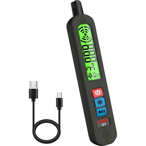 Wiederaufladbarer Gasdetektor für Erdgaslecks – Großes Display, optischer und akustischer Alarm + Vibration, ergonomischer Stift
