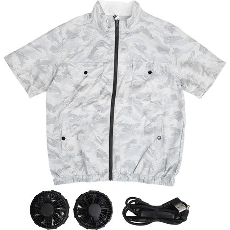 Gilet ventilé XL avec 2 ventilateurs microporeux respirant, 3 niveaux réglables pour circulation d'air frais, veste de travail anti-chaleur. (1/5)