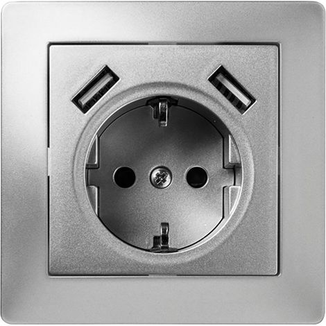 Famatel Habitat 15 Wandsteckdose Grau mit USB