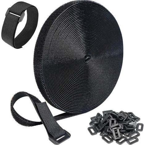 2cm X 5m Attache Cable,Reutilisable Nylon Rouleau Scratch pour Rangement Cable(Avec 25 Boucles), Libre de Couper Rouleau de Scratch pour à la Maison et au Bureau (1/5)
