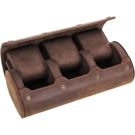 Scatola per orologi - Organizzatore per orologi - Conservazione sicura - 3 scomparti per cinturini - 924 x 75 cm - Marrone (1/5)
