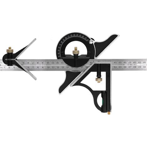 Règle Combinée Ajustable 300mm Pour Menuiserie Et Mesures De Précision - Outil De Marquage Avec Niveau Et Rapporteur (1/5)