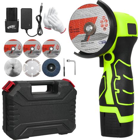 Irovami Meuleuse angle 7000tr/min 16.8V – 2 batteries, découpe – Idéal pour brique, bois, pierre, acier (1/5)