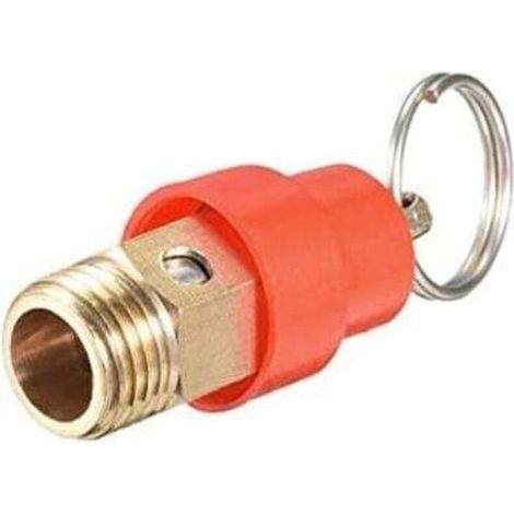Valvola di sicurezza per compressore d'aria, filettatura maschio G1/4, pressione massima 115 PSI, tappo rosso, confezione da 1 (1/3)