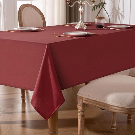 Nappe lavable rouge 140x200cm aspect lin imperméable facile d'entretien outdoor