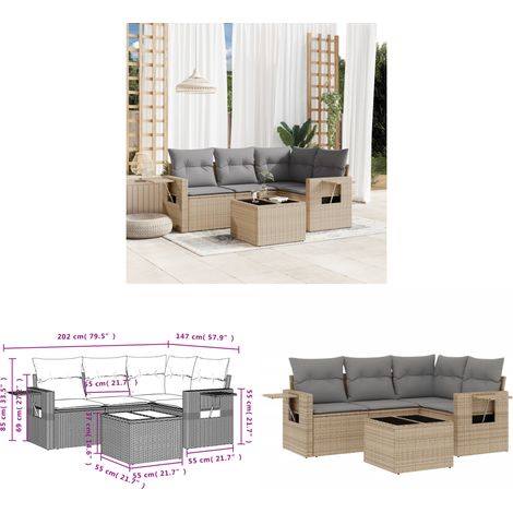 5-tlg. Garten-Sofagarnitur mit Kissen Beige Poly Rattan - Gartenmöbel - PE-Rattan Möbel - Outdoor Lounge Set - Sofasatz - Gartenlounge - Home & Living (1/3)