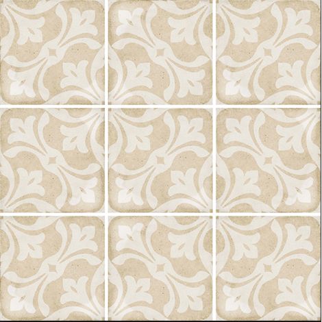 Aelle - Carrelage sol / mur effet ciment motif coloré 20x20 cm ART NOUVEAU LA RAMBLA BISCUIT - Vendu par boîte de 1 m² (1/4)