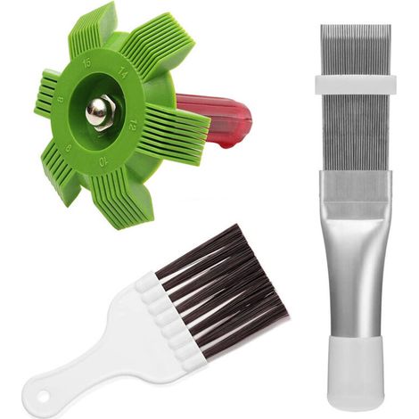 Set di 3 pezzi per la pulizia delle alette del condensatore del condizionatore, composto da pettine, spazzola e strumento per la pulizia delle alette del condizionatore e della serpentina del frigorif