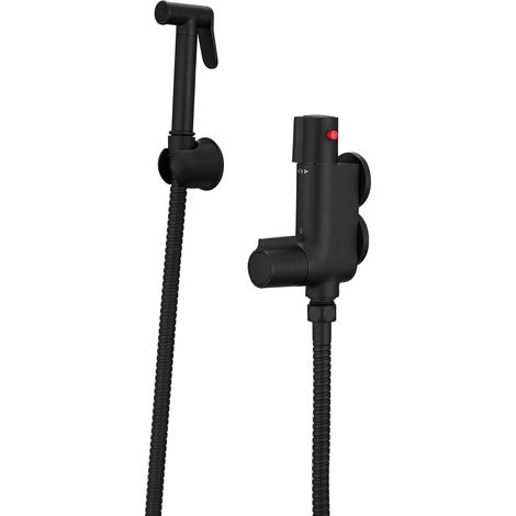 Robinet pulvérisateur de bidet pour WC, mitigeur thermostatique pour bidet, barre de douche verticale, caravane, camping-car, bateau, yacht, centre de 45 mm, noir mat (1/5)