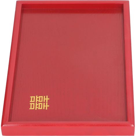 Plateau de Service Décoratif avec Poignées – Plateau de Service en Bois pour Salon, Table Basse, Comptoir de Cuisine Rouge – Décoratif Rond en Bois pour la Décoration de la Maison (Carré S) (1/5)