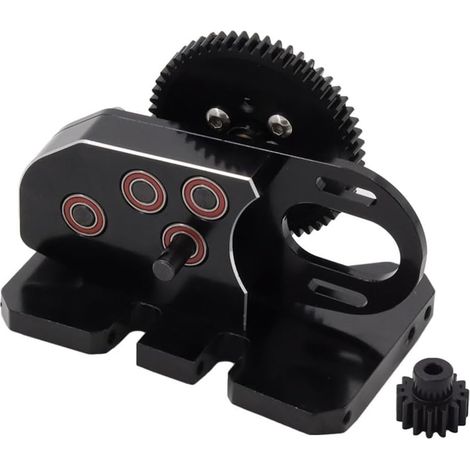 Boîte de Transmission Centrale à 2 Vitesses CNC Basses avec Engrenage D'Overdrive pour LCG 1/10 RC Crawler SCX10 III 90046 TRX4 Noir (1/5)