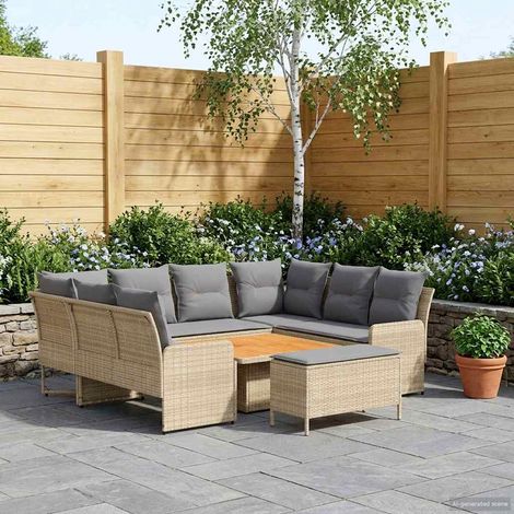 vidaXL Ensembles de meubles 7 pc Beige et Gris clair Rotin PE (1/5)