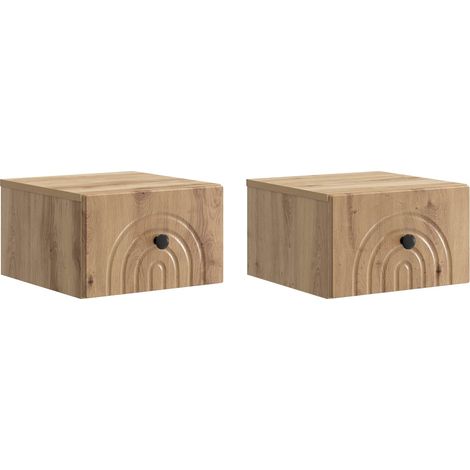 Mesita de Noche de Pared con cajón 2 pcs Roble Artesanal vidaXL