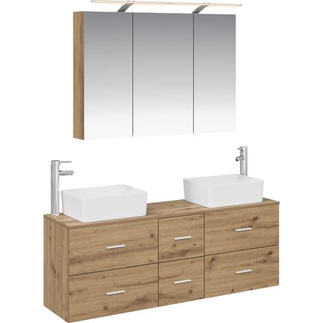 Ensemble de mobilier de salle de bain 4 pcs Chêne artisanal vidaXL (1/5)