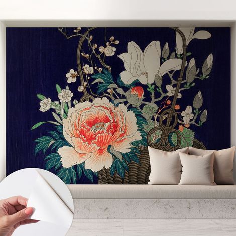 Papier peint adhésif autocollant pour salon chambre à coucher peint imprimé pour mur Panier de fleurs 208x146 cm (1/5)