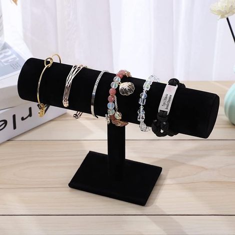 Présentoir de Bracelet, présentoir de Bijoux Support de Chouchous de Bracelet à la Mode Simple pour vitrine de Magasin de Bijoux à Domicile (Black Single Row) (1/5)