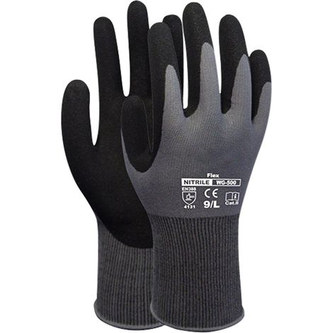 Gants de travail imprégnés de nitrile (lot de 3 paires), gants de sécurité pour le jardinage, l'entretien et l'entrepôt, pour hommes et femmes (noir gris taille M) (1/4)