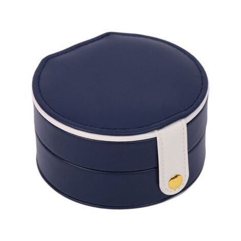 Boîte à bijoux en cuir multicouche avec boîte à bijoux(Bleu foncé) (1/5)