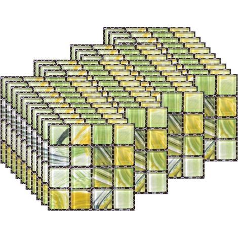 40pcs Stickers de carrelage mural, autocollant étanche et auto-adhésif, pour la décoration intérieure,10x10cm (1/5)