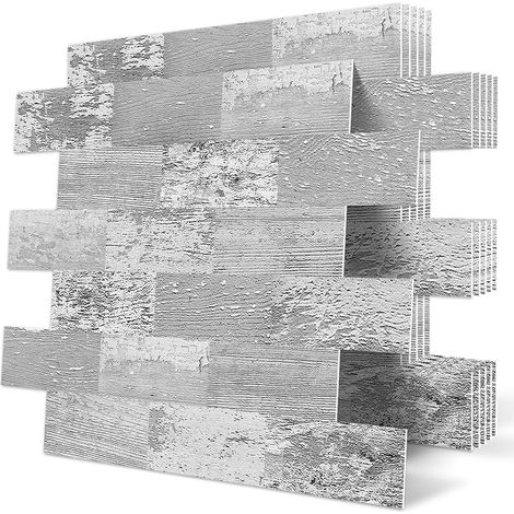 Carrelage Adhesif Mural Credence Adhesive Cuisine Bois Effet 10 PCS Autocollant,épais,Recouvrir,Vintage,Retro,dalle pvc Adhesive Murale,34x 29 cm (1/5)